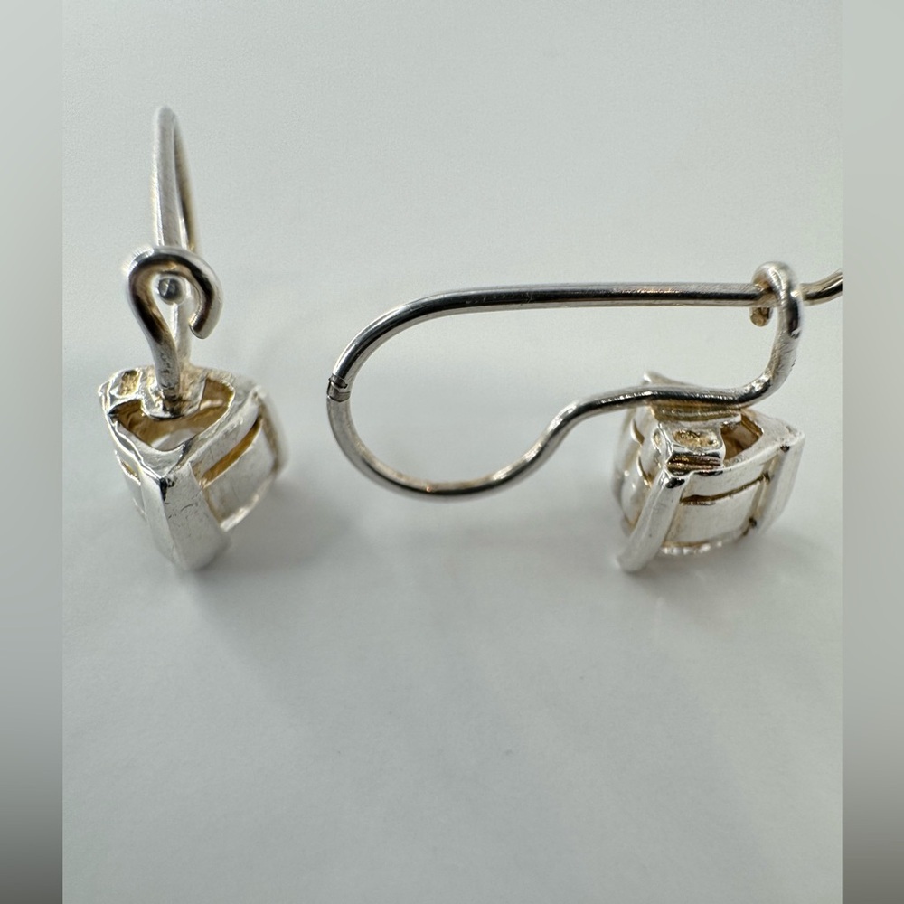 925 Silver Heart CZ Drop Earrings - Picture 6 of 13